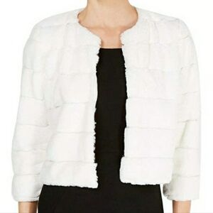 Elegant White Women's Faux Fur Jacket